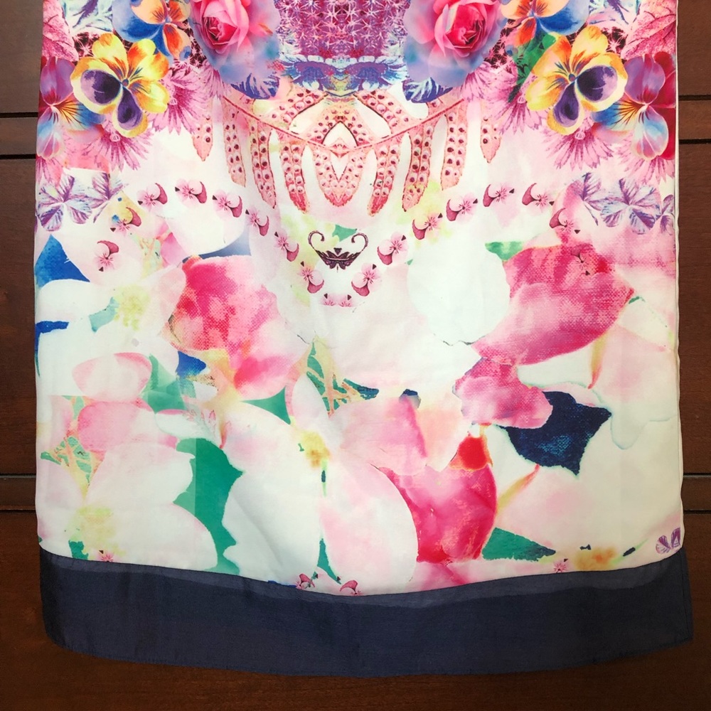 Vibrant Colorful Patterned Collared Mini Shift Dress (Size:Small) - Picture 4 of 8